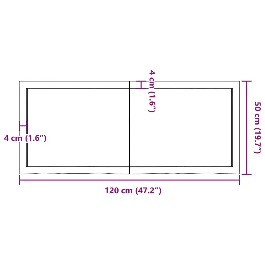 Bathroom Countertop Dark Brown 120x50x4 cm Treated Solid Wood 3156237