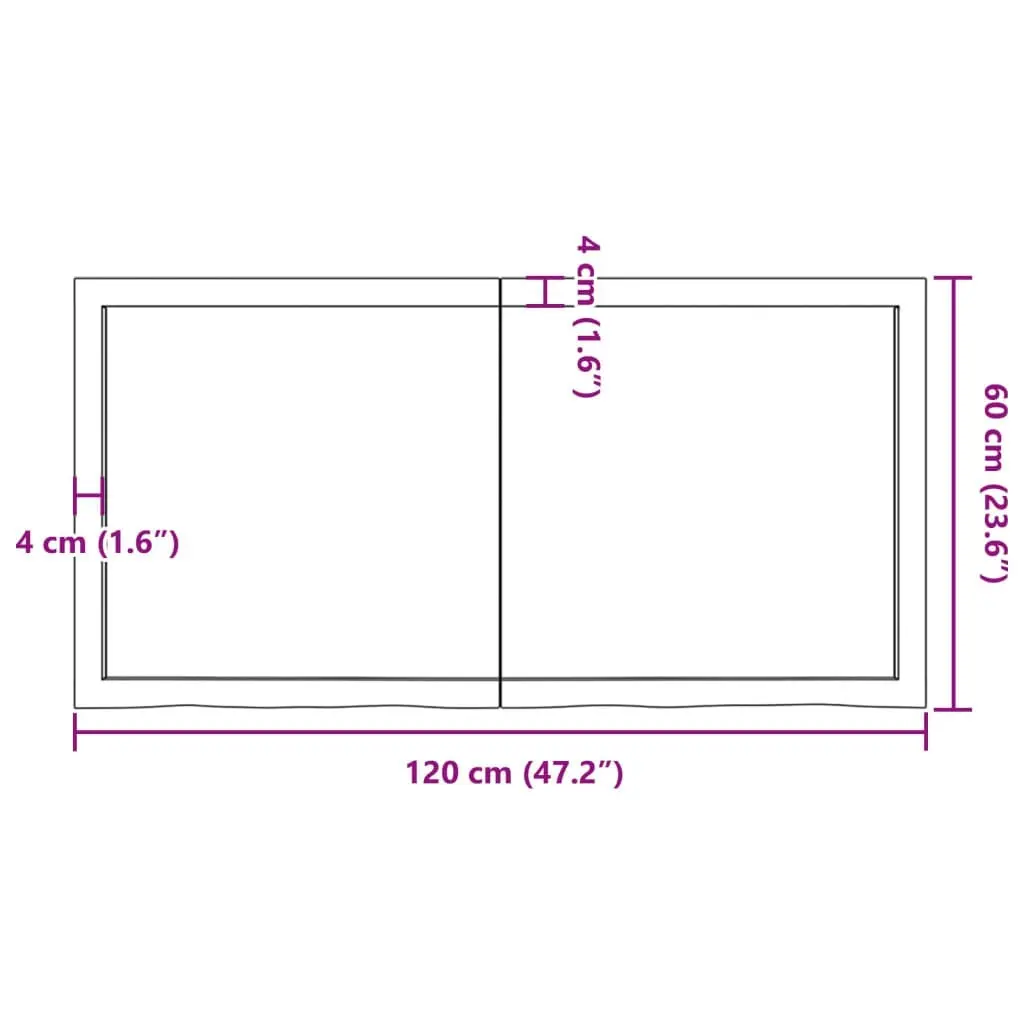 Bathroom Countertop Dark Brown 120x60x4 cm Treated Solid Wood 3156239