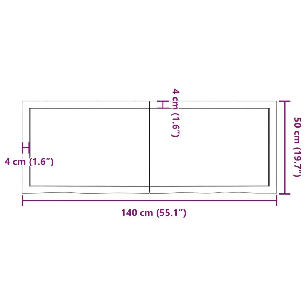 Bathroom Countertop Dark Brown 140x50x4 cm Treated Solid Wood 3156245