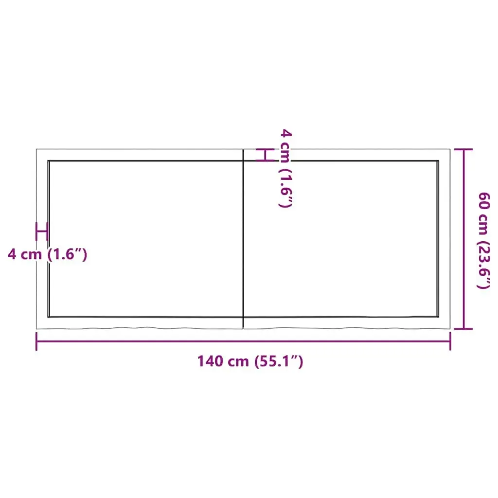 Bathroom Countertop Dark Brown 140x60x4 cm Treated Solid Wood 3156247