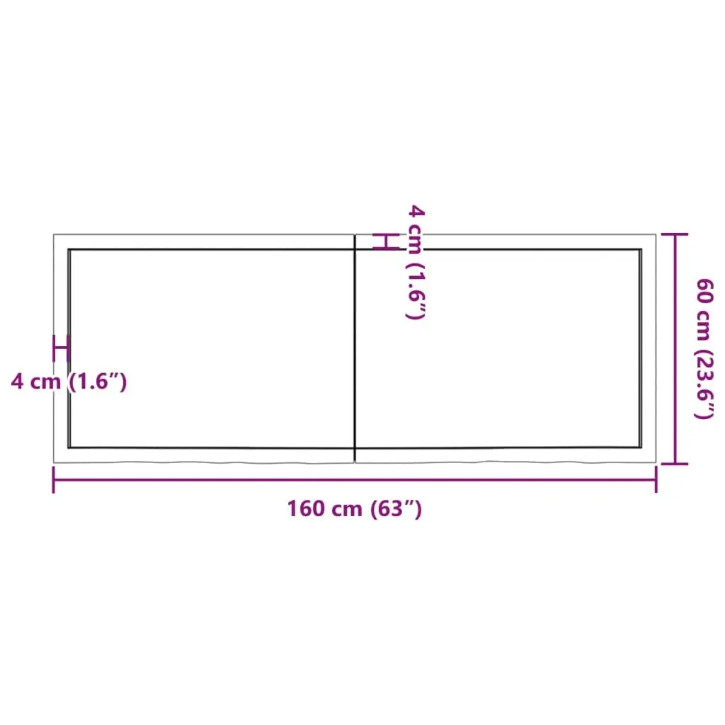 Bathroom Countertop Dark Brown 160x60x4 cm Treated Solid Wood 3156255