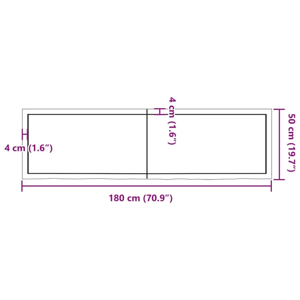 Bathroom Countertop Dark Brown 180x50x4 cm Treated Solid Wood 3156261