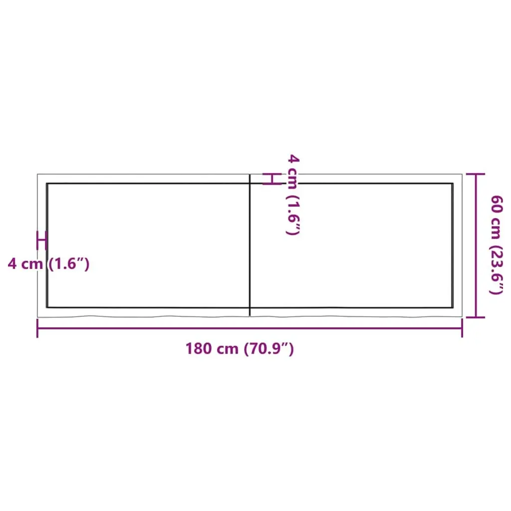 Bathroom Countertop Dark Brown 180x60x4 cm Treated Solid Wood 3156263