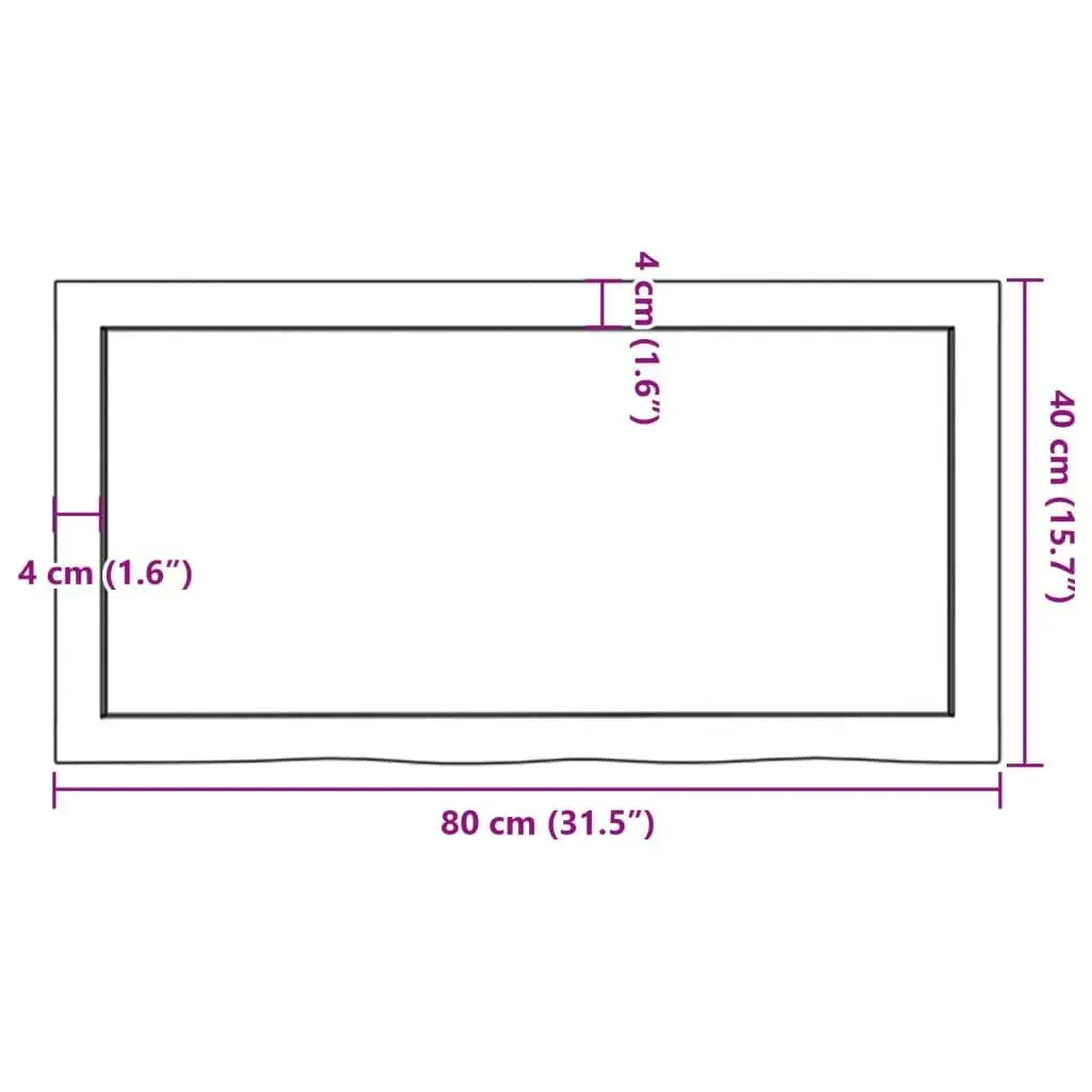 Bathroom Countertop Dark Brown 80x40x4 cm Treated Solid Wood 3156213