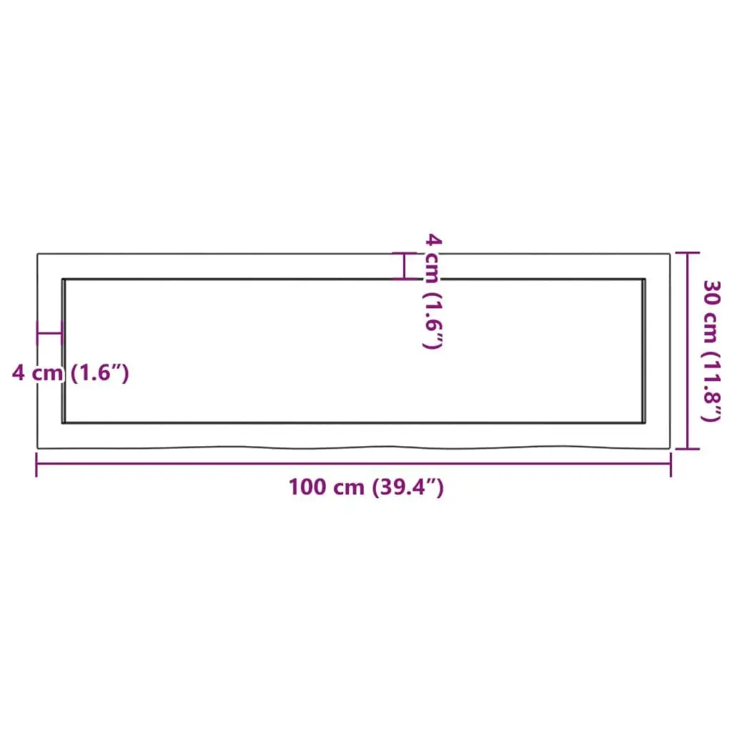 Bathroom Countertop Light Brown 100x30x6 cm Treated Solid Wood 3156127