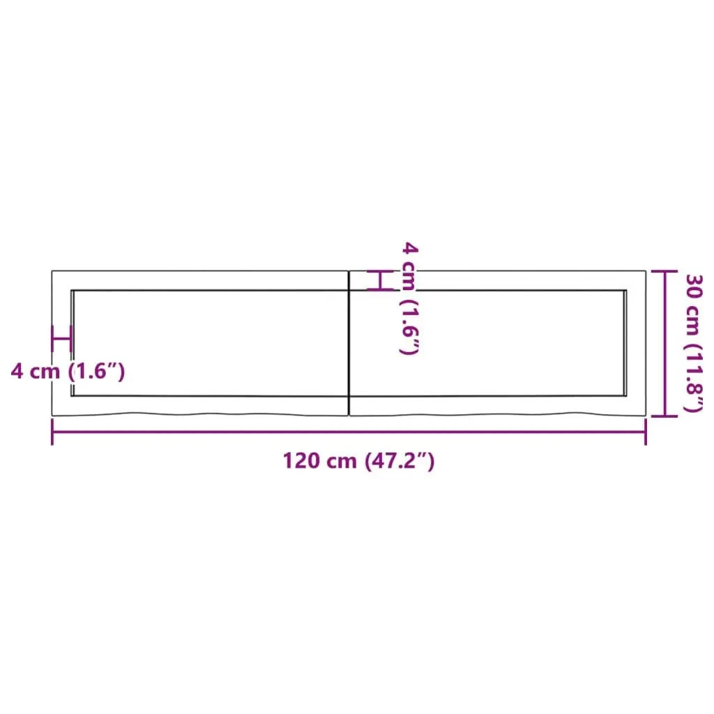 Bathroom Countertop Light Brown 120x30x4 cm Treated Solid Wood 3156137