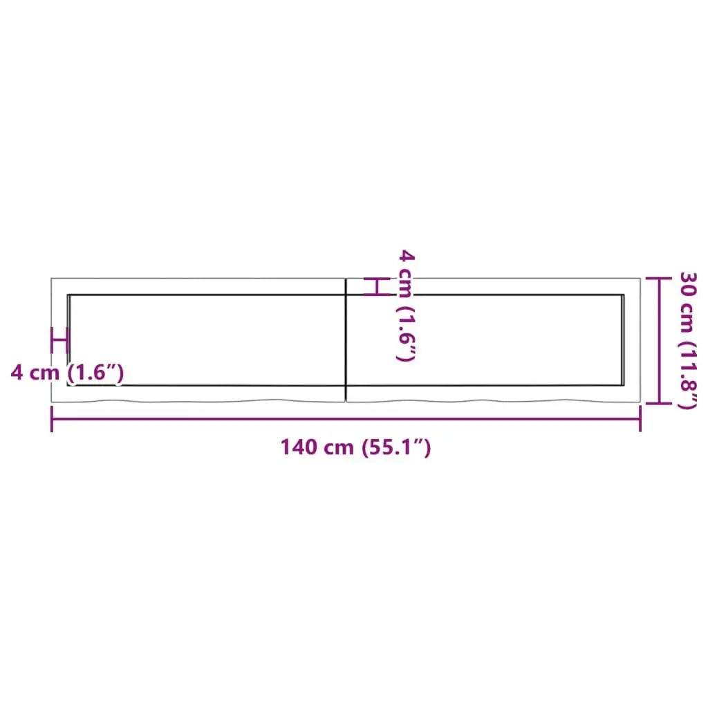 Bathroom Countertop Light Brown 140x30x4 cm Treated Solid Wood 3156145