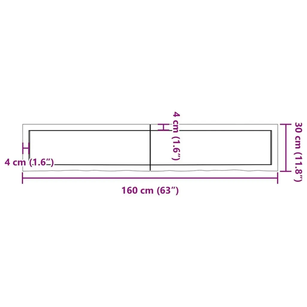 Bathroom Countertop Light Brown 160x30x4 cm Treated Solid Wood 3156153