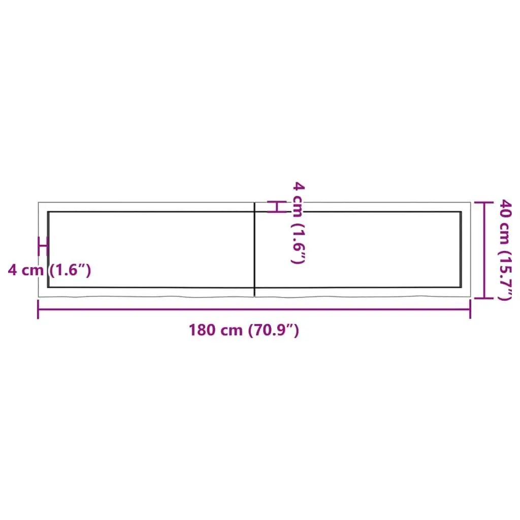 Bathroom Countertop Light Brown 180x40x4 cm Treated Solid Wood 3156163