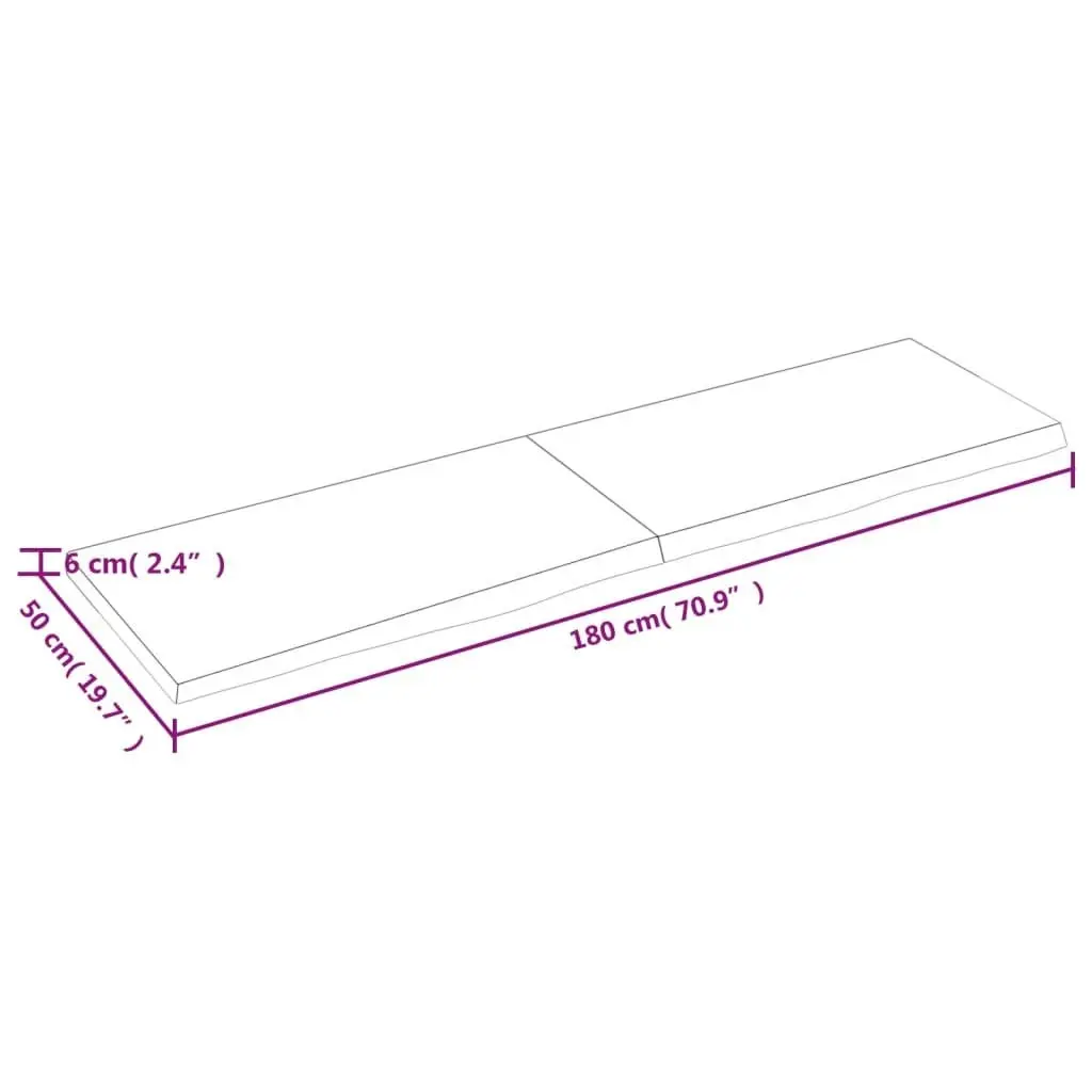 Bathroom Countertop Light Brown 180x50x6 cm Treated Solid Wood 3156166