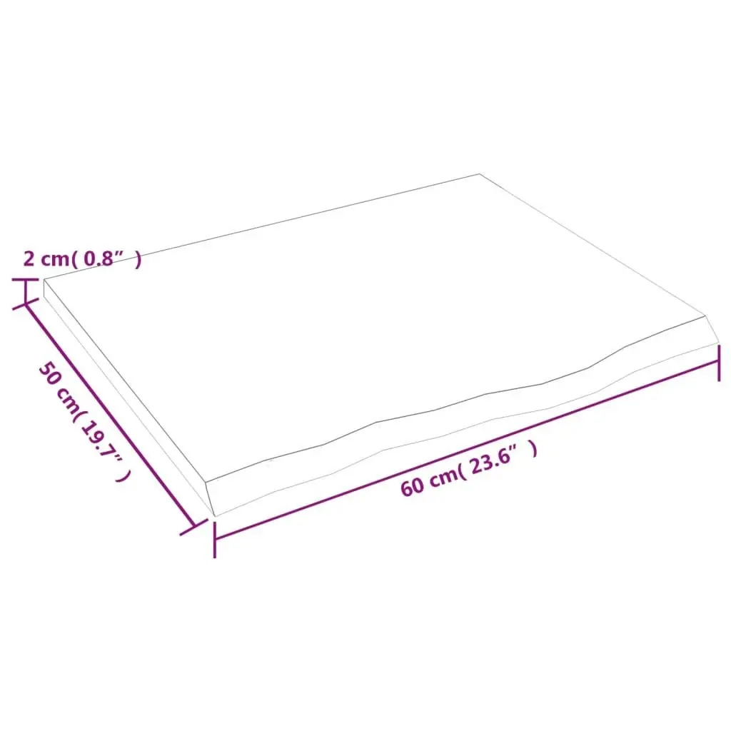 Bathroom Countertop Light Brown 60x50x2 cm Treated Solid Wood 3156107