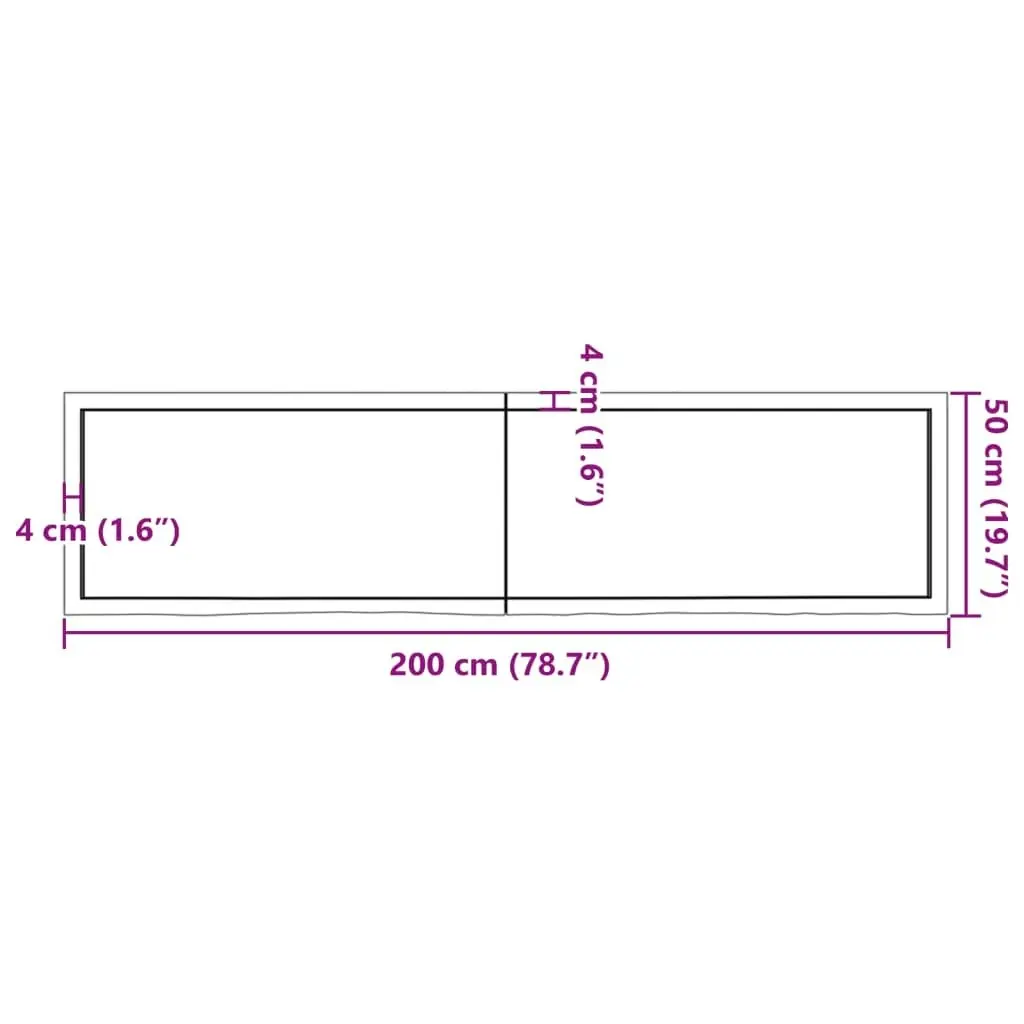 Bathroom Countertop Light Brown 200x50x4 cm Treated Solid Wood 3156173