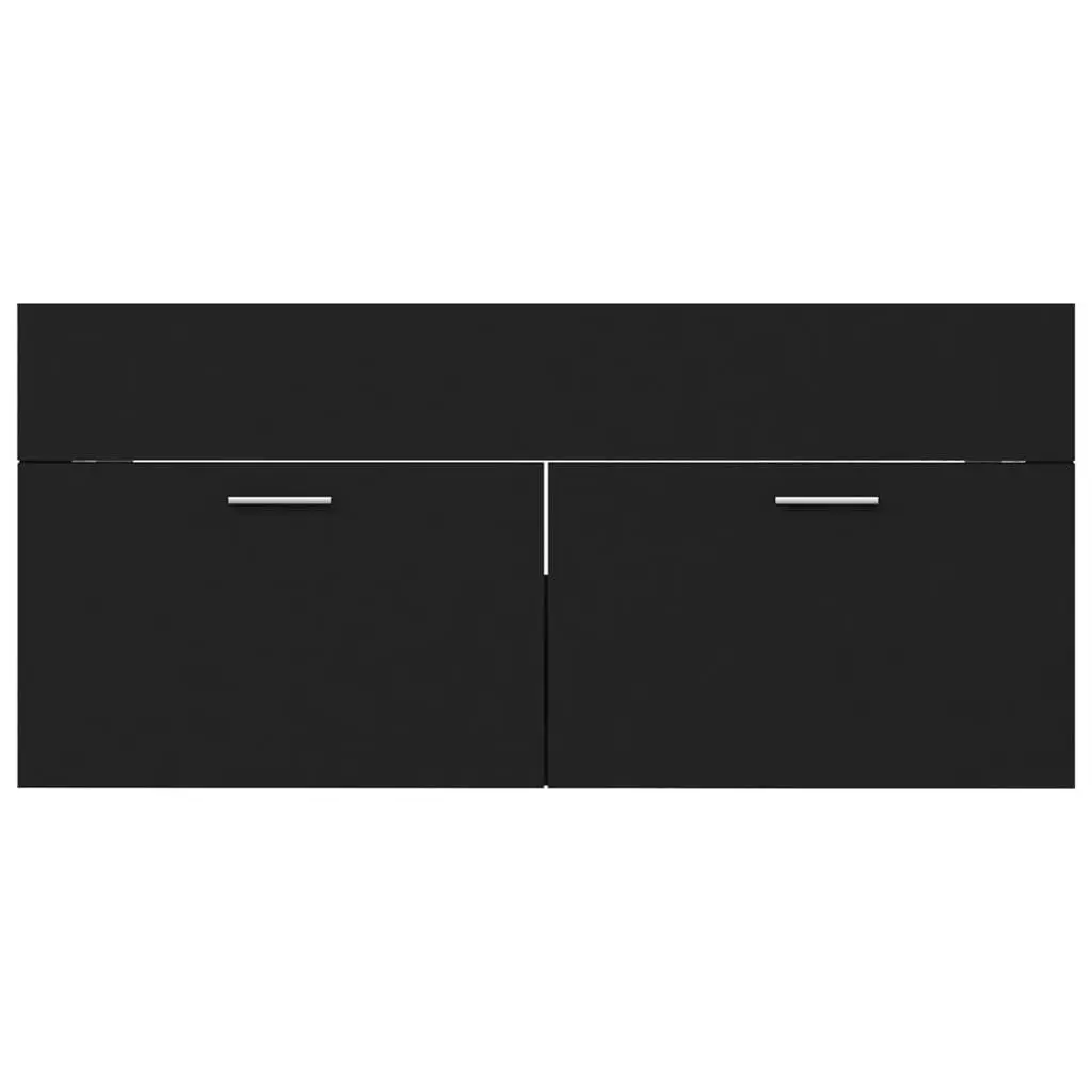 Bathroom Furniture Set Black Engineered Wood 3070893