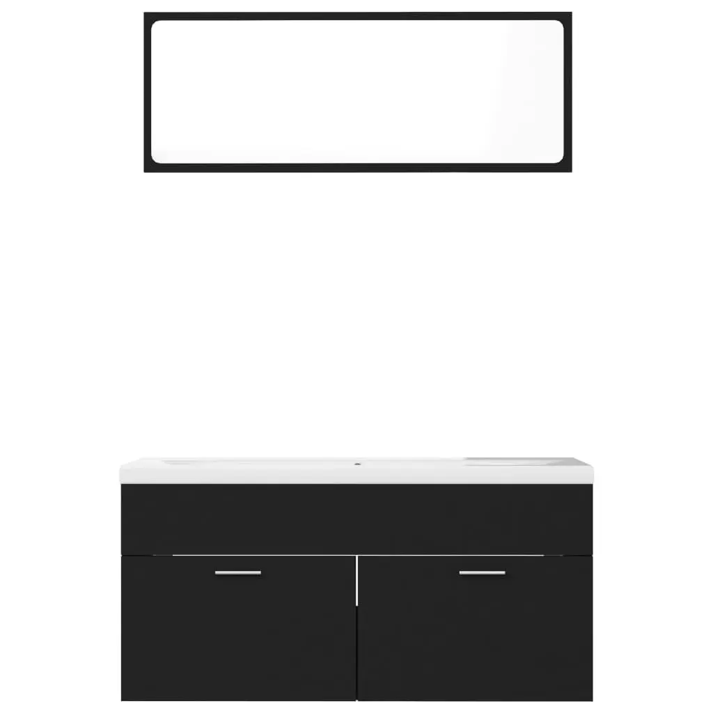 Bathroom Furniture Set Black Engineered Wood 3070893