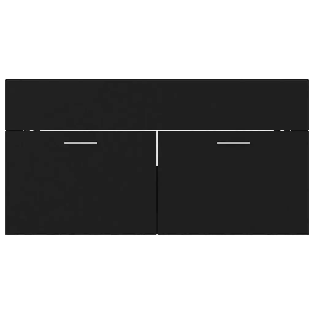 Bathroom Furniture Set Black Engineered Wood 3070884