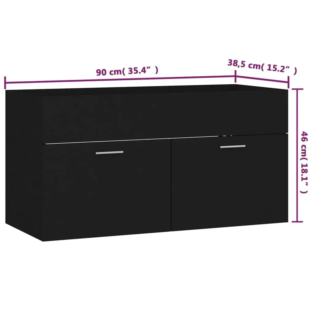 Bathroom Furniture Set Black Engineered Wood 3070884