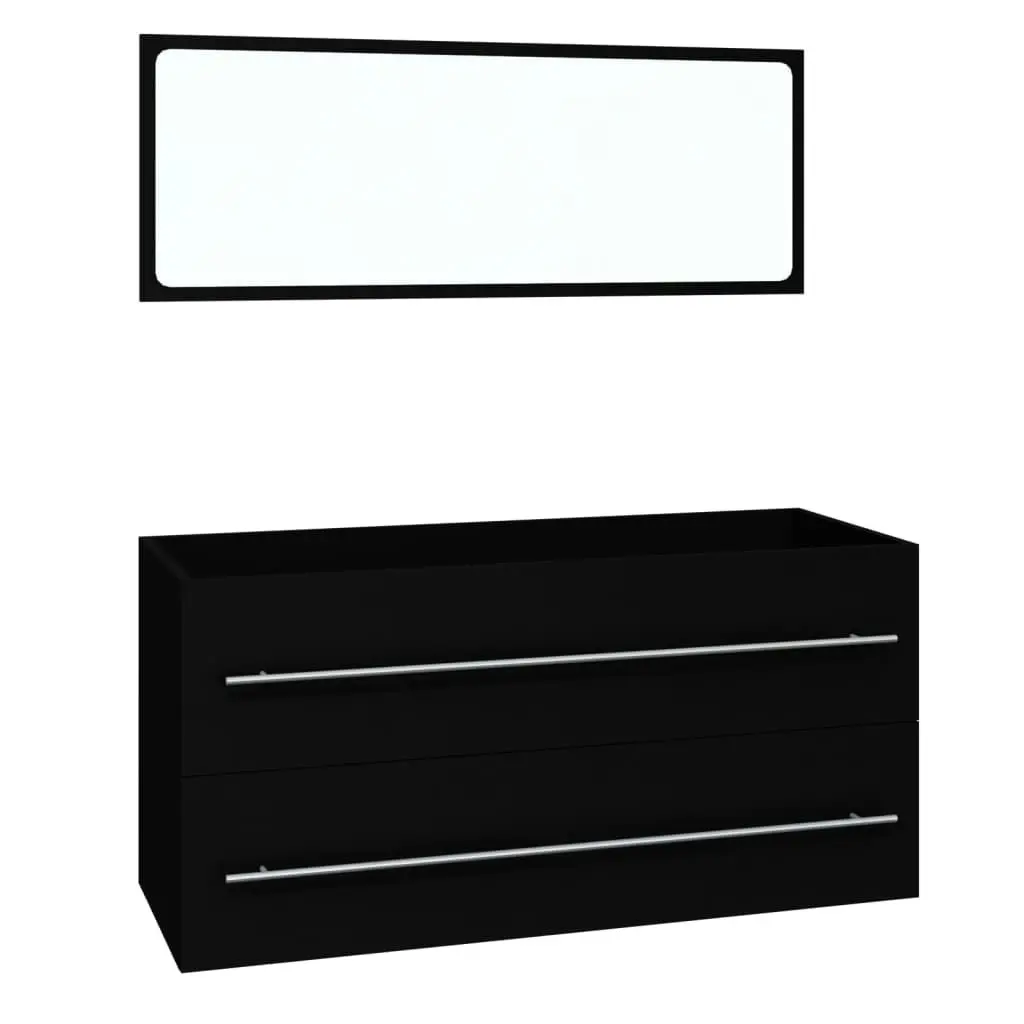 Bathroom Furniture Set Black Engineered Wood 3152854