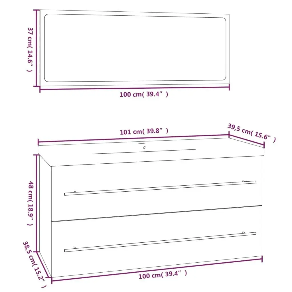 Bathroom Furniture Set Black Engineered Wood 3152854