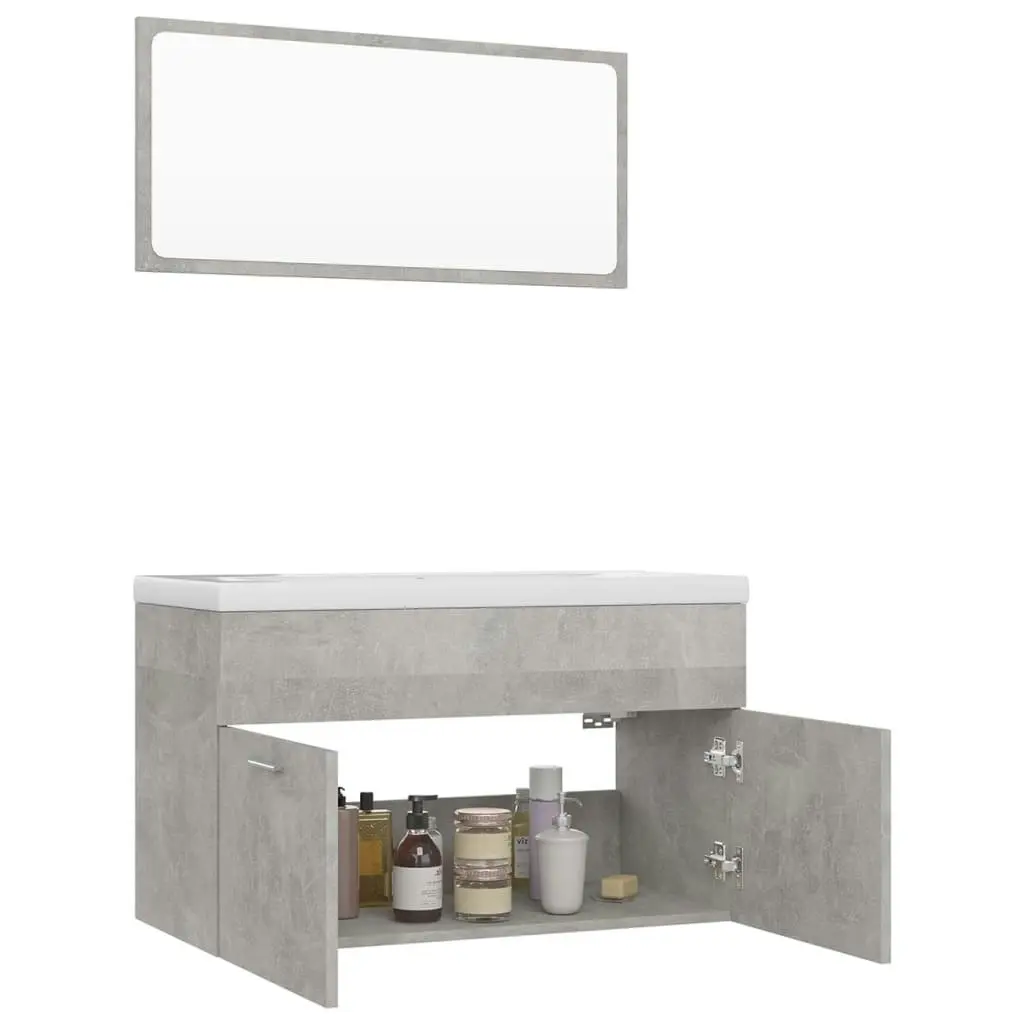 Bathroom Furniture Set Concrete Grey Engineered Wood 3070878