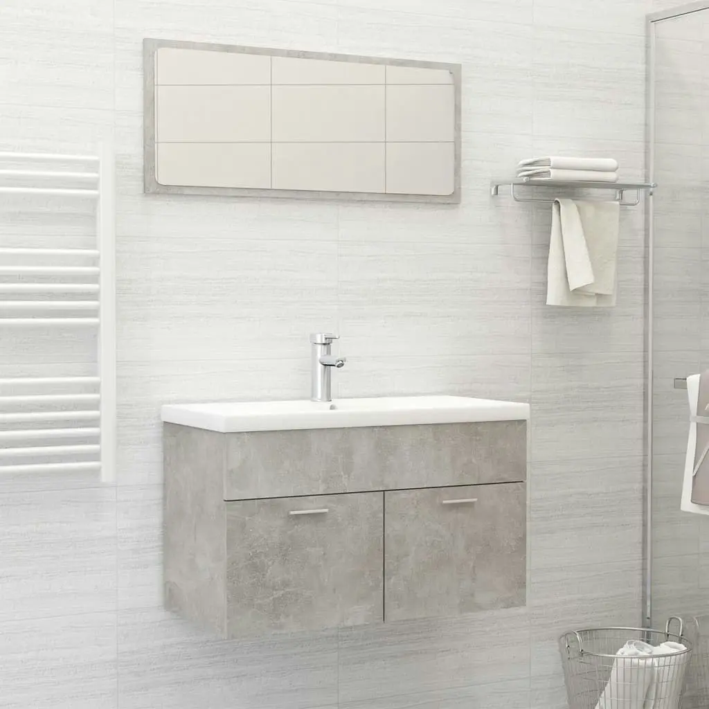 Bathroom Furniture Set Concrete Grey Engineered Wood 3070878