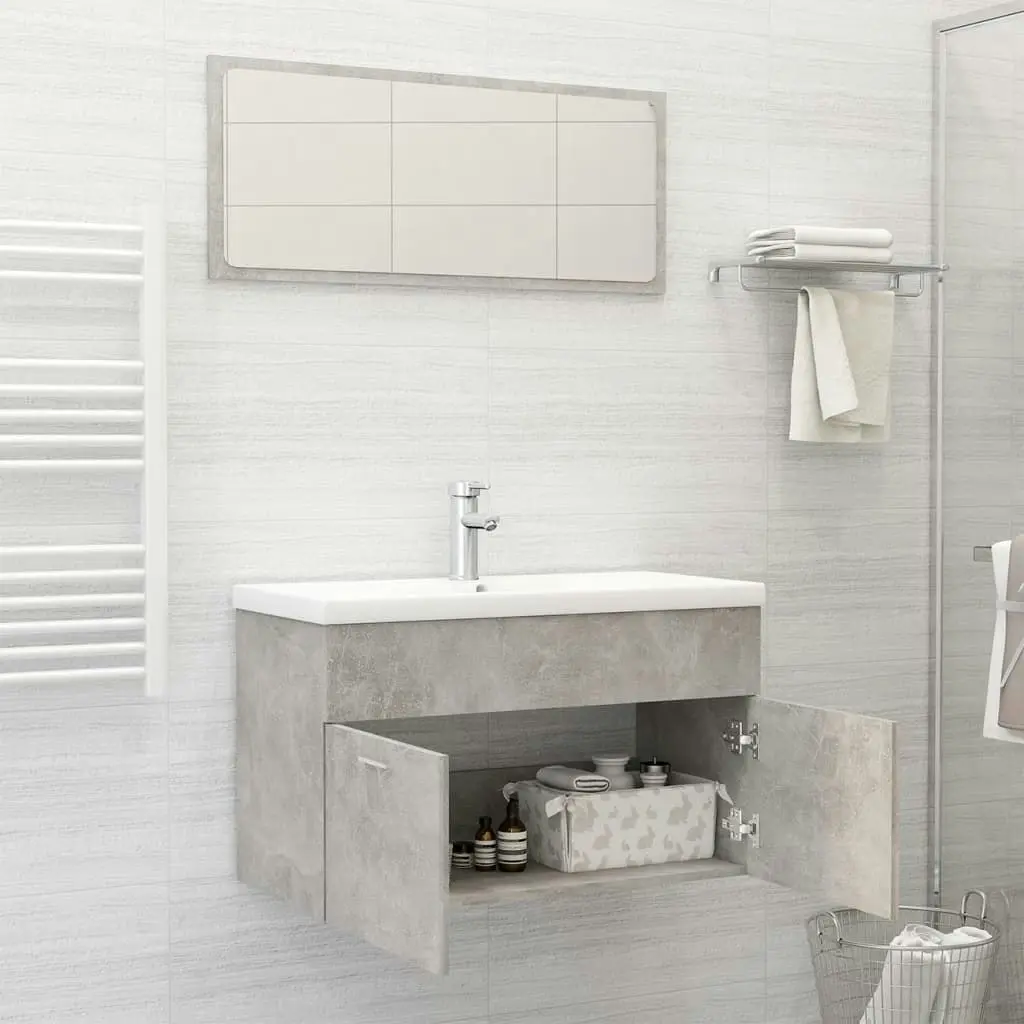 Bathroom Furniture Set Concrete Grey Engineered Wood 3070878