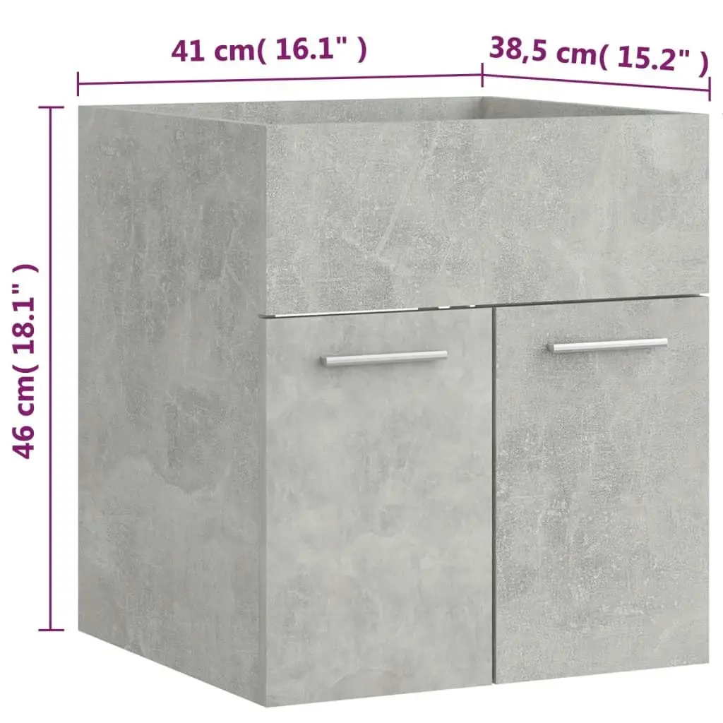 Bathroom Furniture Set Concrete Grey Engineered Wood 3070860