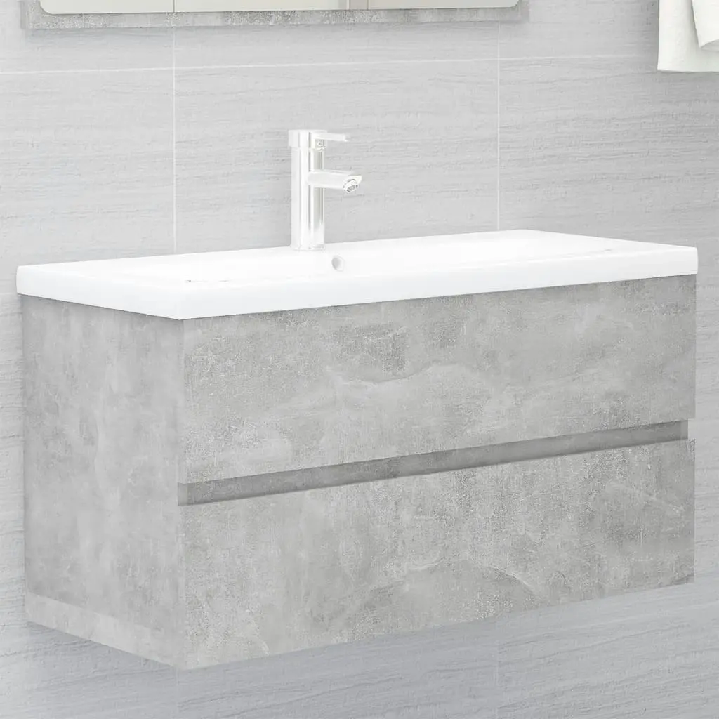 Bathroom Furniture Set Concrete Grey Engineered Wood 3071607