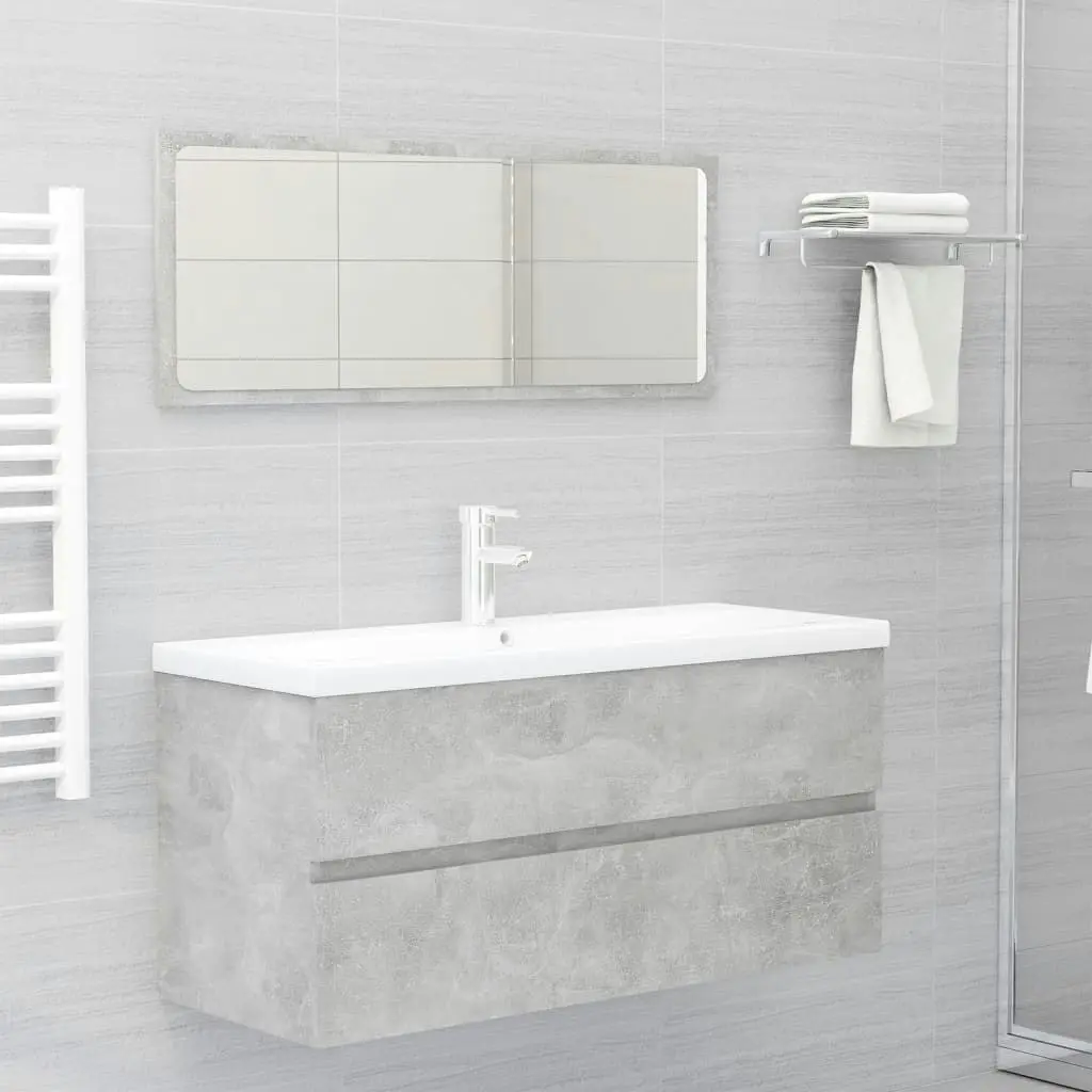 Bathroom Furniture Set Concrete Grey Engineered Wood 3071616