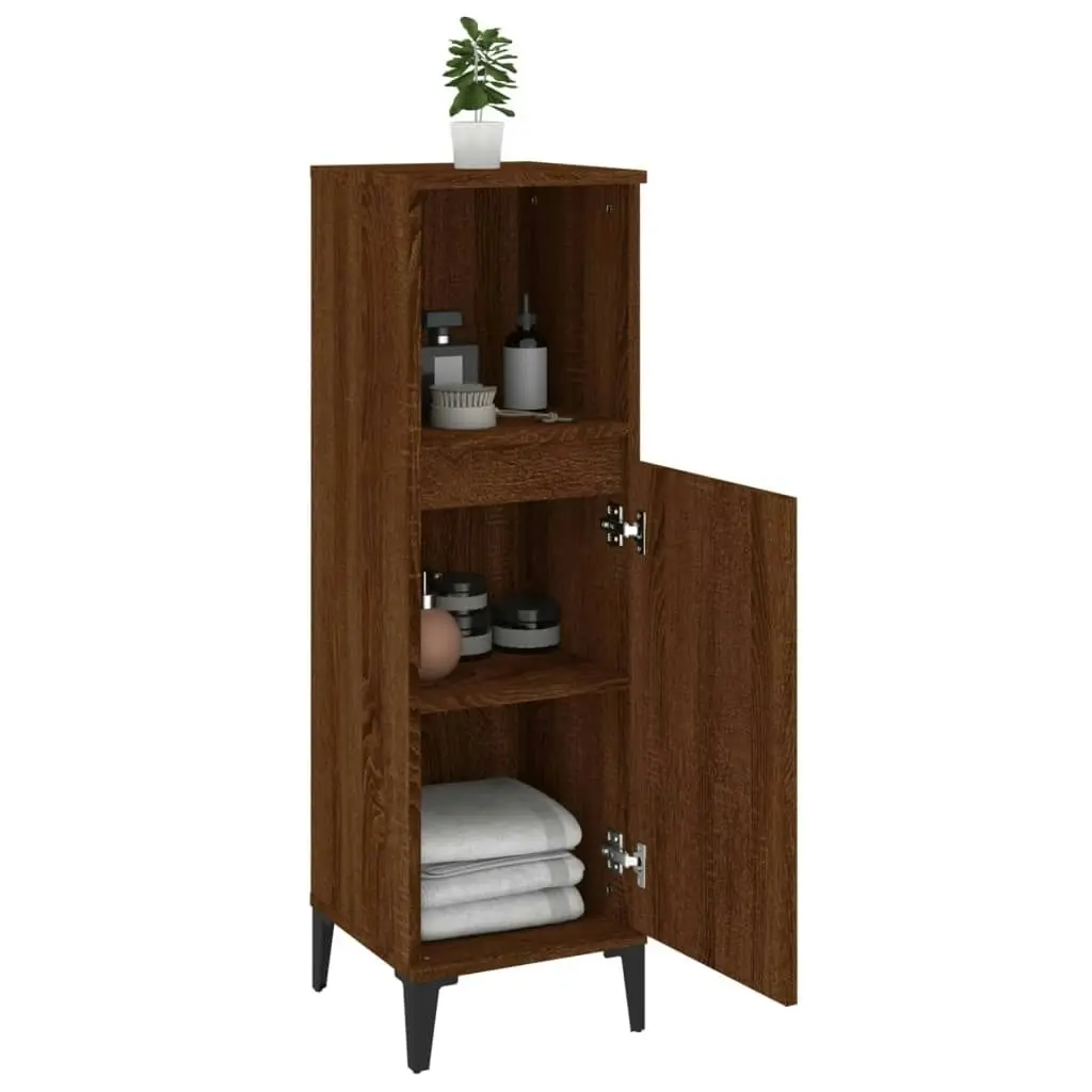 Bathroom Cabinet Brown Oak 30x30x100 cm Engineered Wood 819819