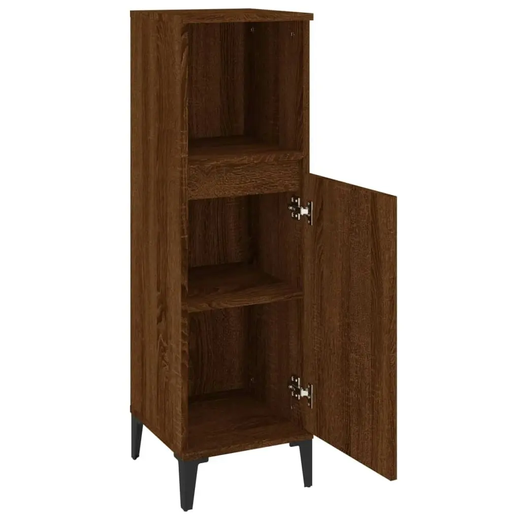 Bathroom Cabinet Brown Oak 30x30x100 cm Engineered Wood 819819