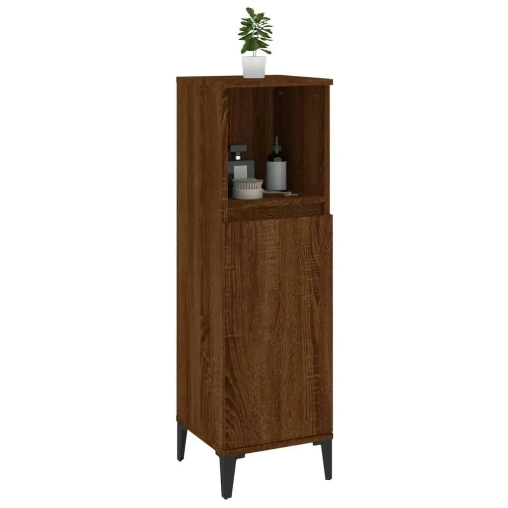 Bathroom Cabinet Brown Oak 30x30x100 cm Engineered Wood 819819