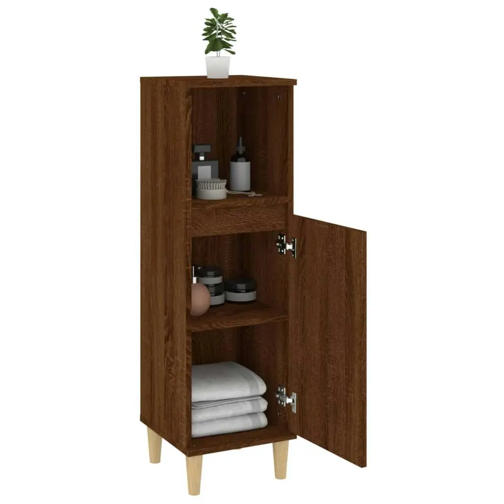 Bathroom Cabinet Brown Oak 30x30x100 cm Engineered Wood 819811