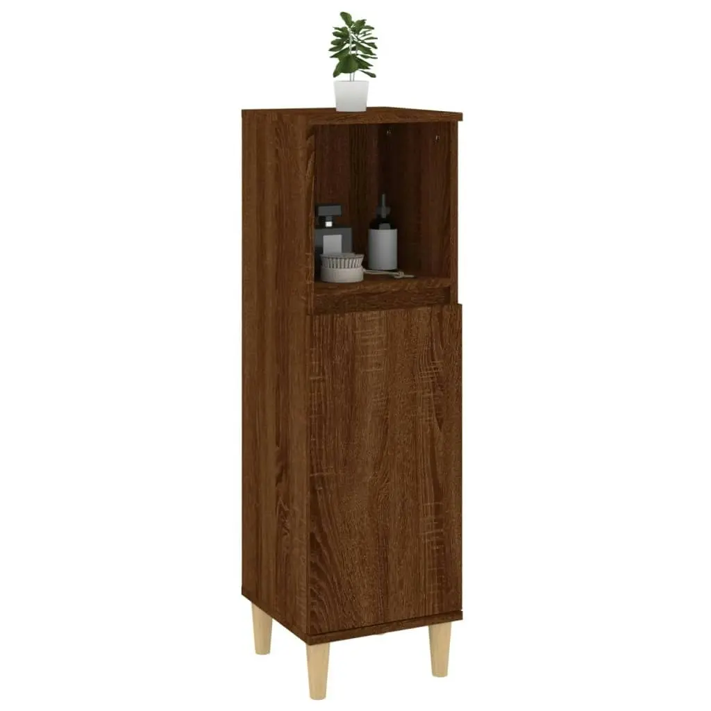 Bathroom Cabinet Brown Oak 30x30x100 cm Engineered Wood 819811