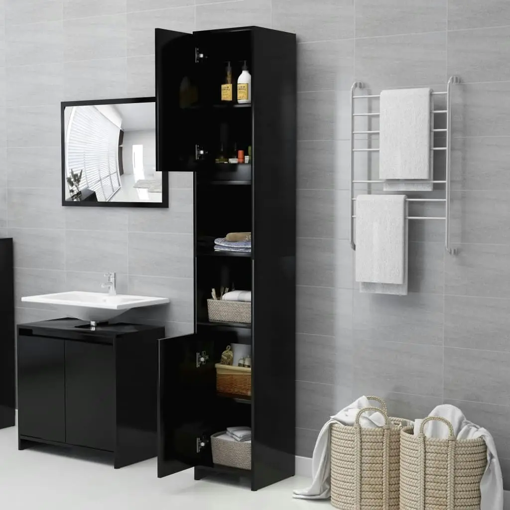 Bathroom Cabinet Black 30x30x183.5 cm Engineered Wood 802670