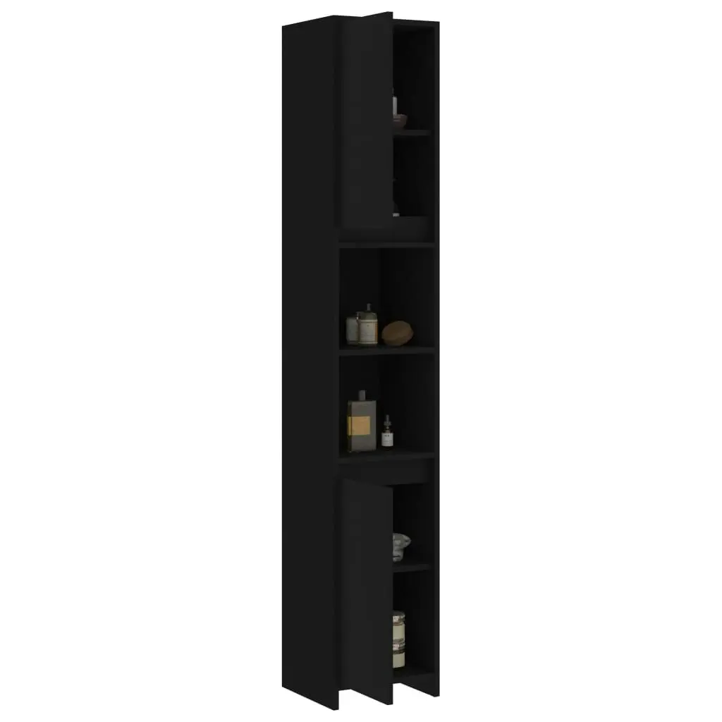 Bathroom Cabinet Black 30x30x183.5 cm Engineered Wood 802670