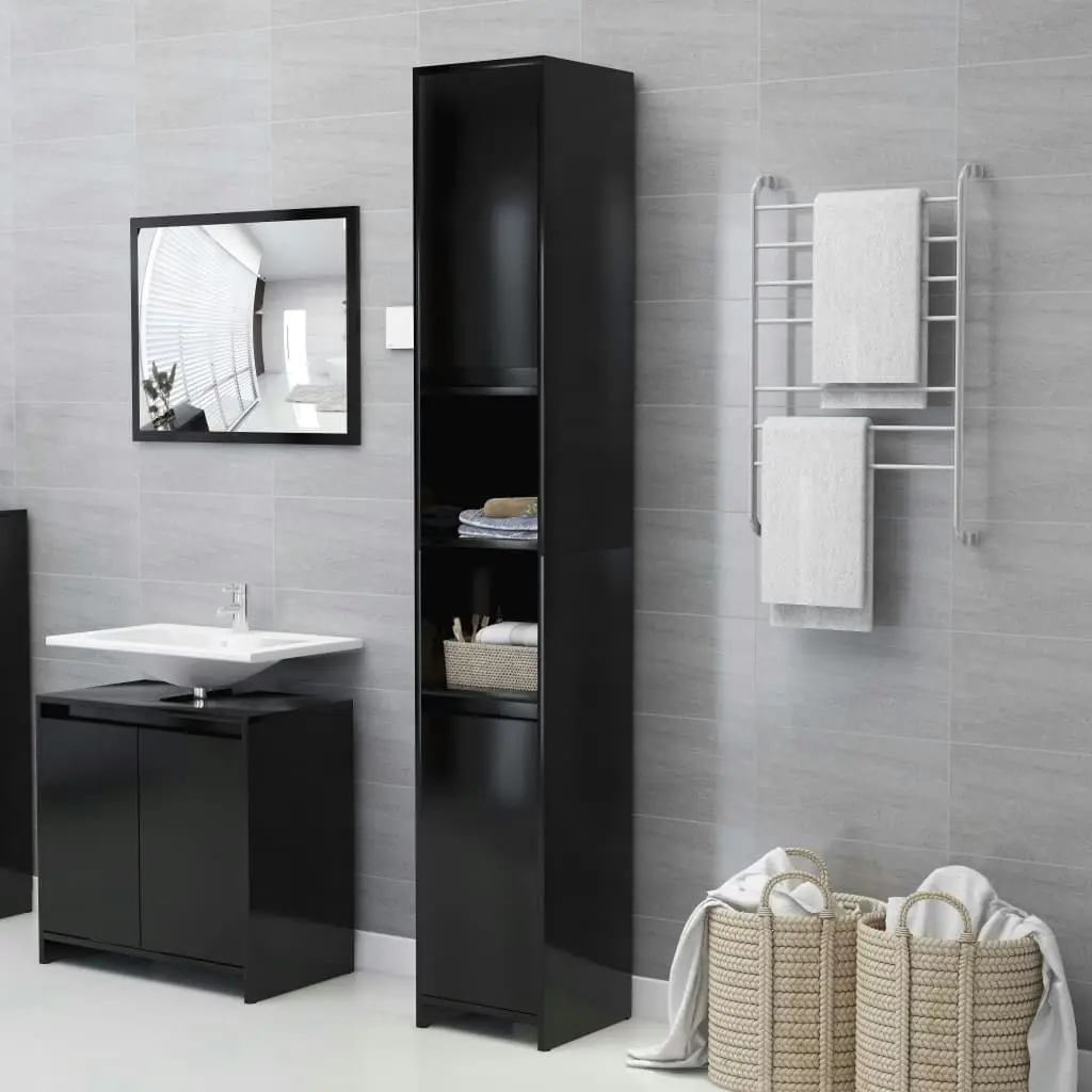 Bathroom Cabinet Black 30x30x183.5 cm Engineered Wood 802670