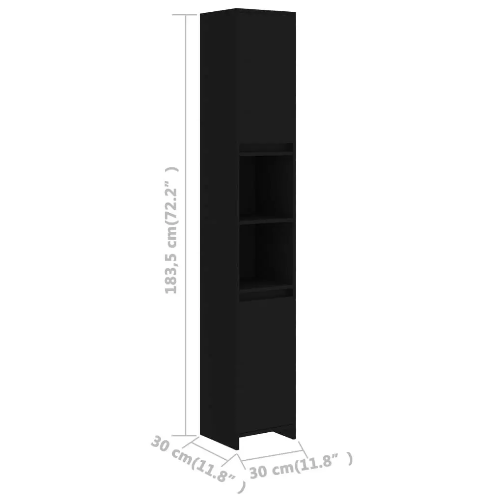 Bathroom Cabinet Black 30x30x183.5 cm Engineered Wood 802670