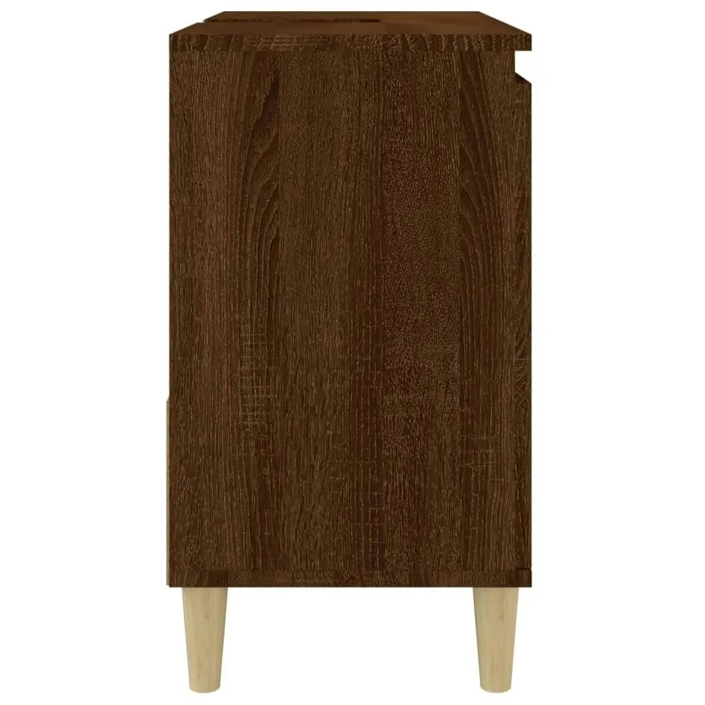 Bathroom Cabinet Brown Oak 65x33x60 cm Engineered Wood 819827