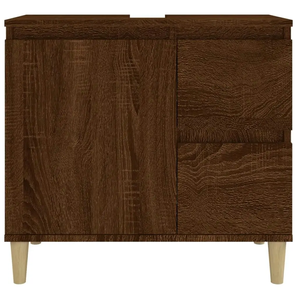 Bathroom Cabinet Brown Oak 65x33x60 cm Engineered Wood 819827