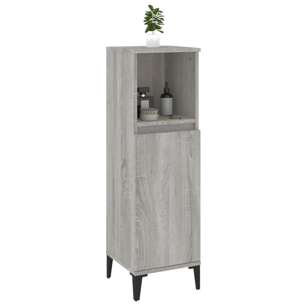 Bathroom Cabinet Grey Sonoma 30x30x100 cm Engineered Wood 819818