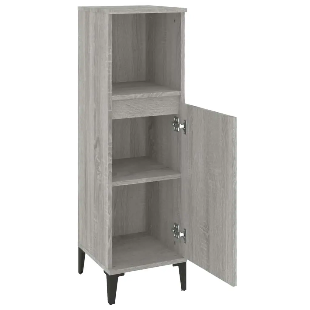 Bathroom Cabinet Grey Sonoma 30x30x100 cm Engineered Wood 819818