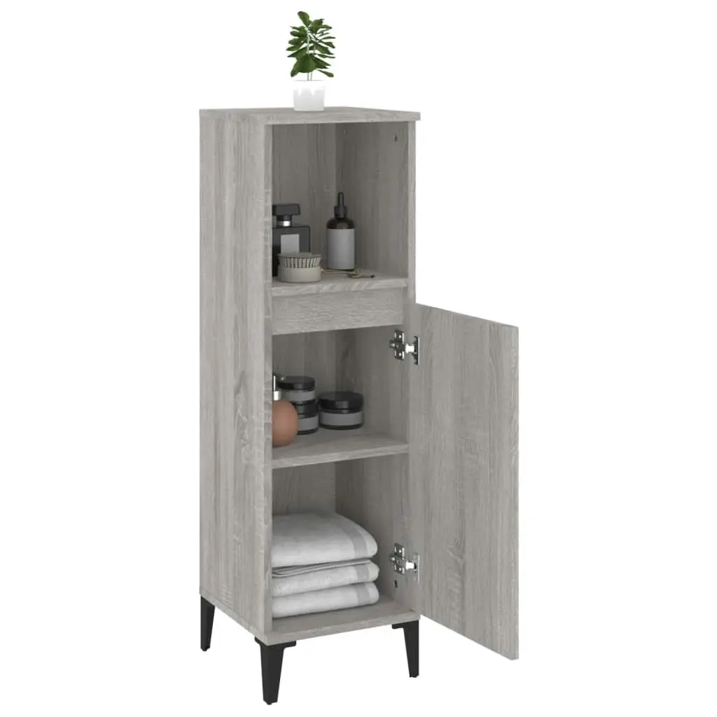 Bathroom Cabinet Grey Sonoma 30x30x100 cm Engineered Wood 819818