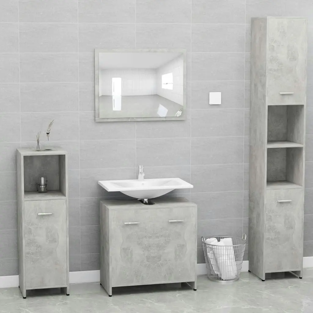 Bathroom Furniture Set Concrete Grey Engineered Wood 802583