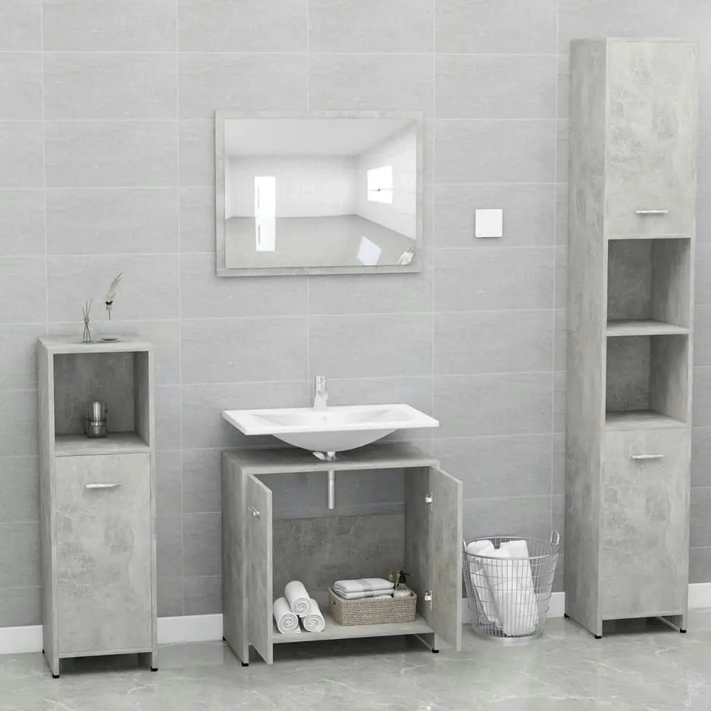 Bathroom Furniture Set Concrete Grey Engineered Wood 802583