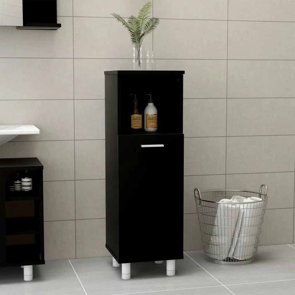 Bathroom Cabinet Black 30x30x95 cm Engineered Wood 802616