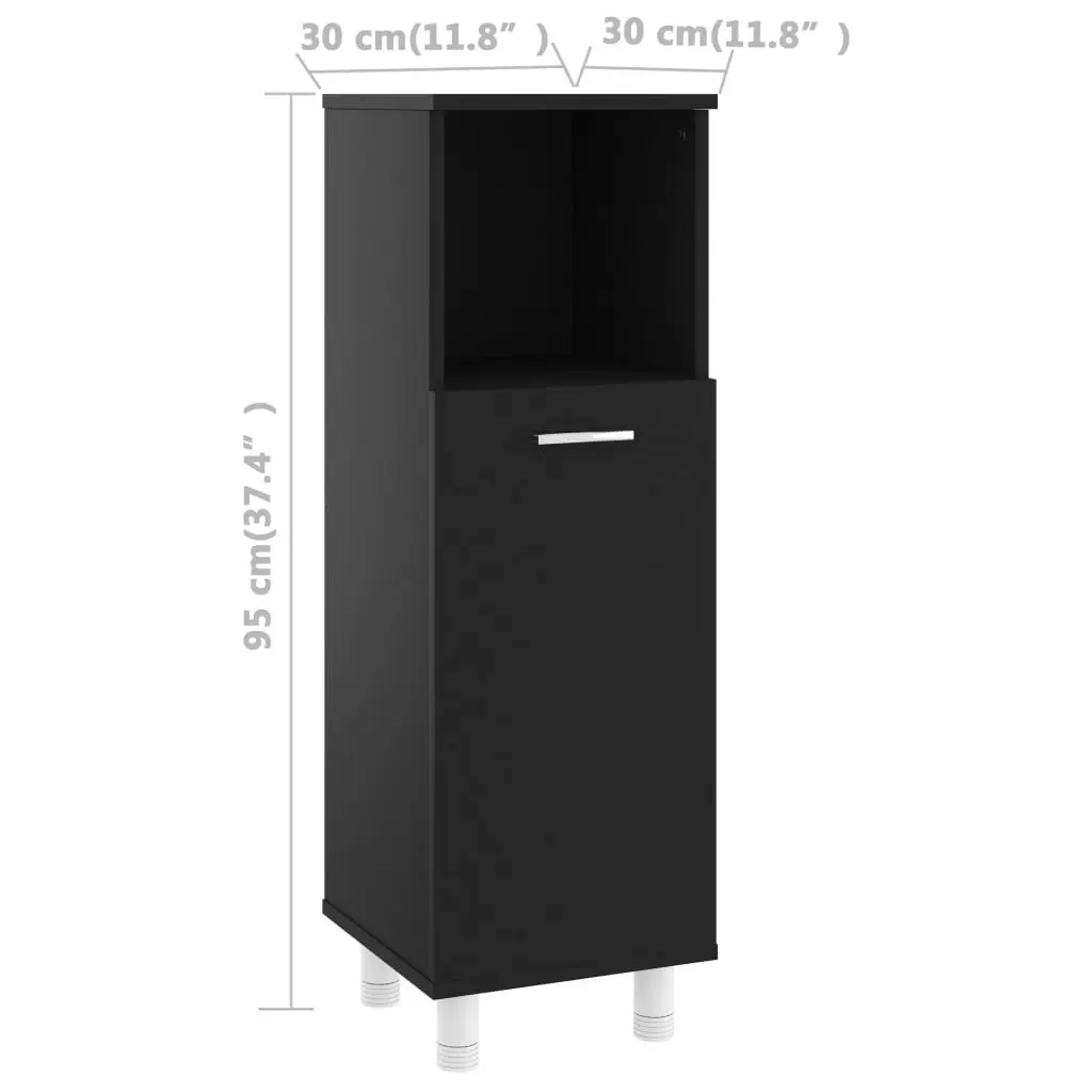 Bathroom Cabinet Black 30x30x95 cm Engineered Wood 802616