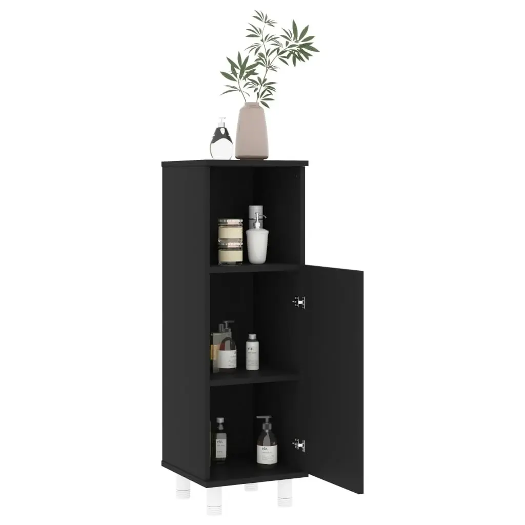 Bathroom Cabinet Black 30x30x95 cm Engineered Wood 802616