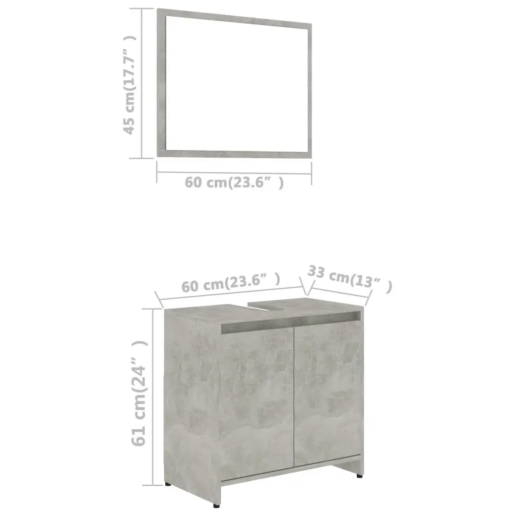 Bathroom Furniture Set Concrete Grey Engineered Wood 802655