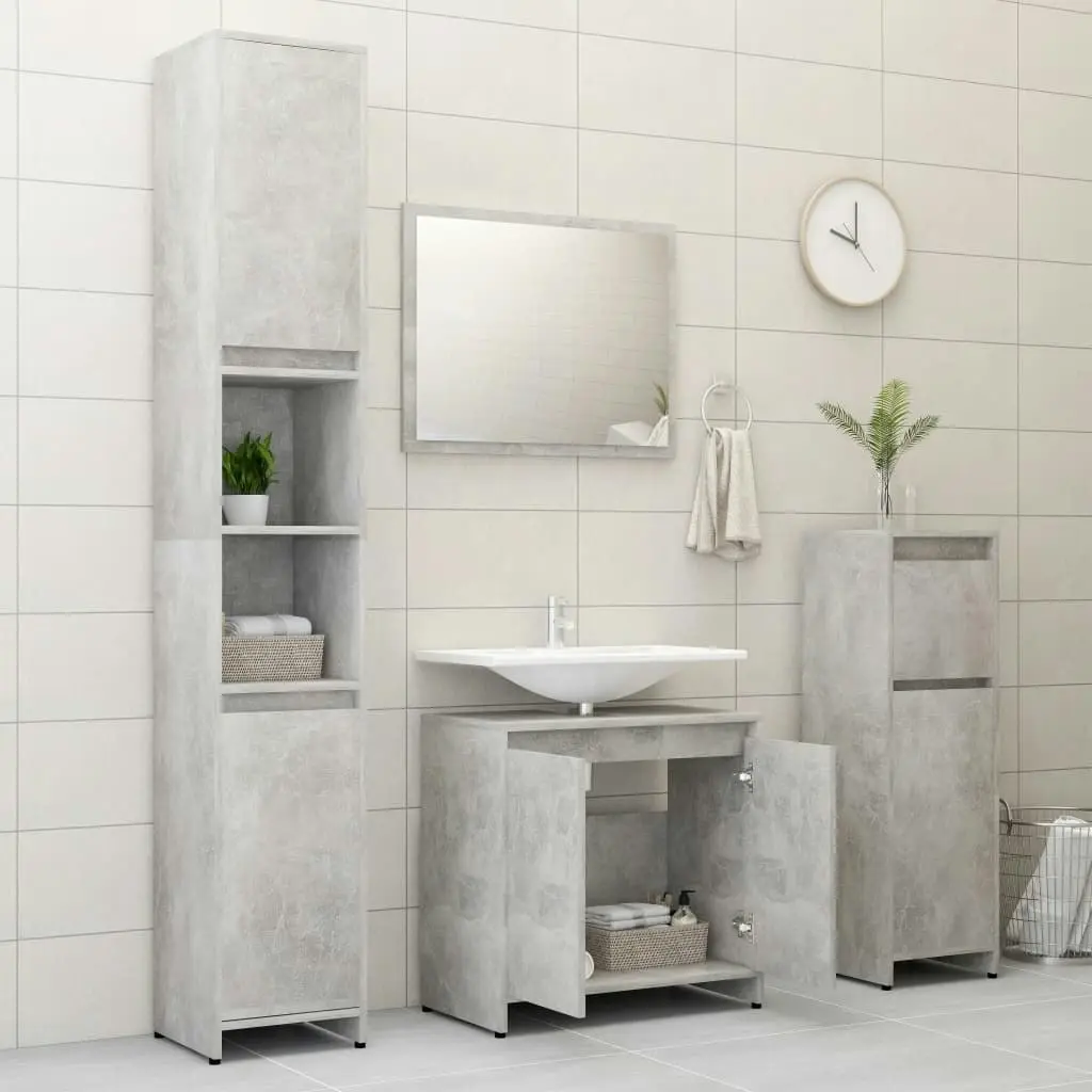 Bathroom Furniture Set Concrete Grey Engineered Wood 802655