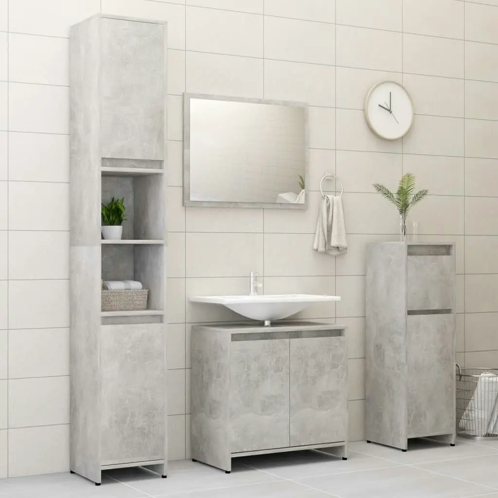 Bathroom Furniture Set Concrete Grey Engineered Wood 802655